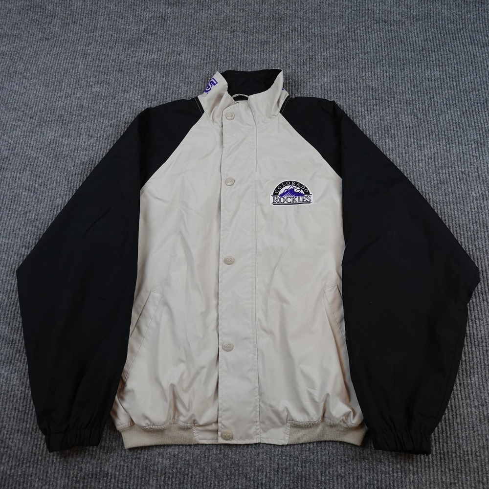 Vintage Colorado Rockies Jacket Mens Large Beige MLB Baseball Mirage 90s